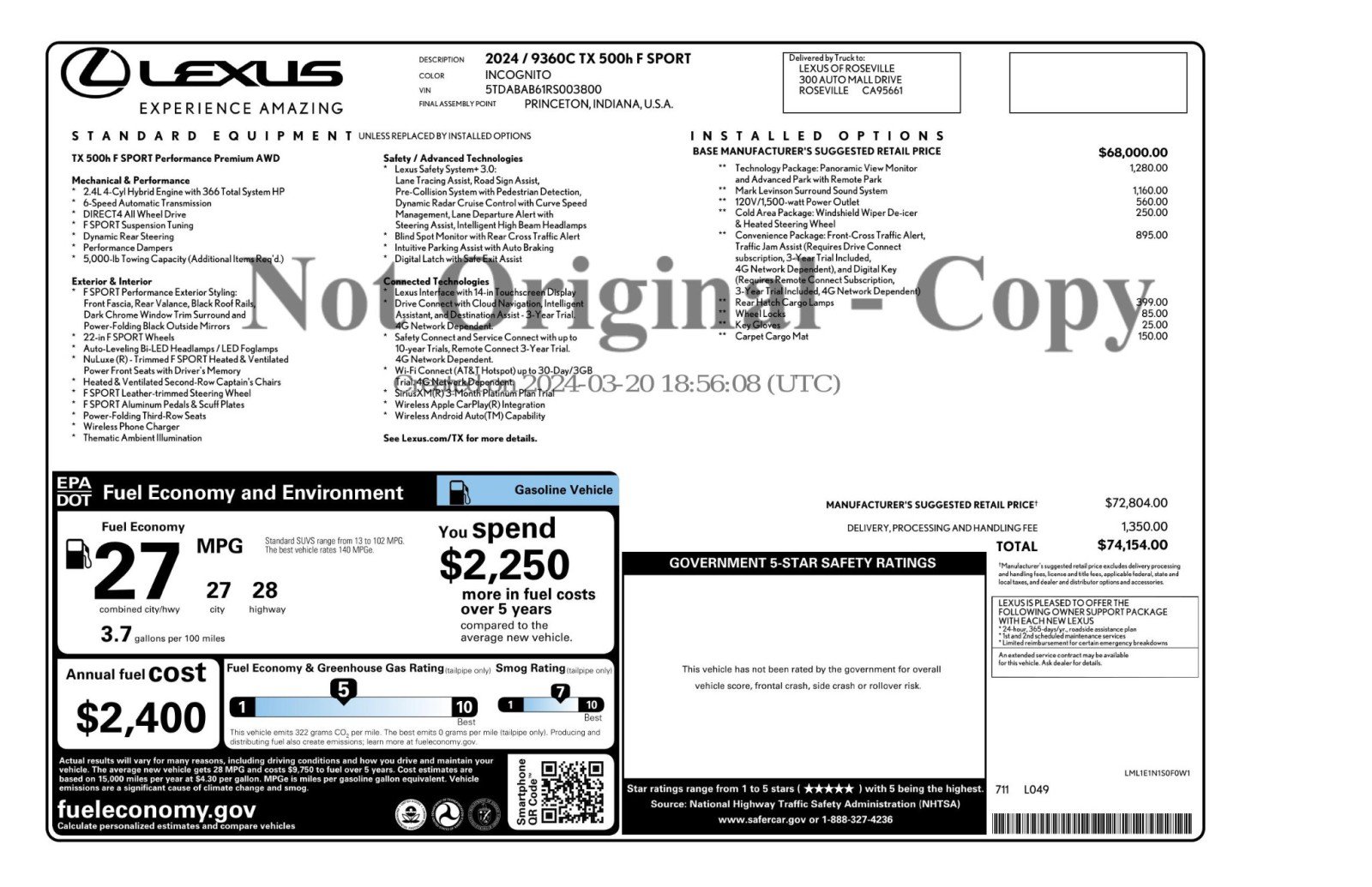 Used 2024 Lexus TX 500h AWD w/ Technology Package image 57