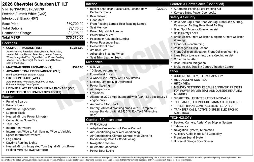 New 2026 Chevrolet Suburban LT w/ Comfort Package AWD/4WD image 27