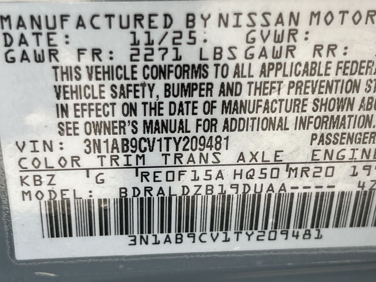 Certified 2026 Nissan Sentra SV w/ Floor Mat Package FWD image 22