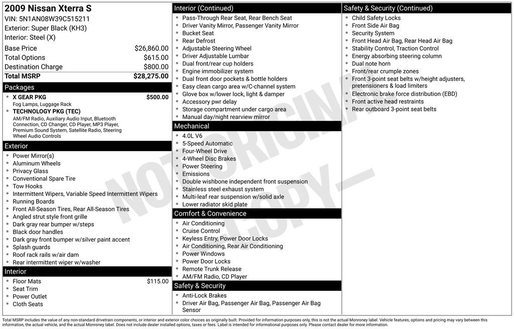 Used 2009 Nissan Xterra S w/ X Gear Pkg image 3