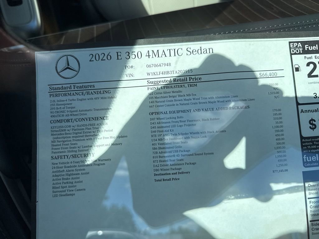 New 2026 Mercedes-Benz E 350 4MATIC Sedan image 10