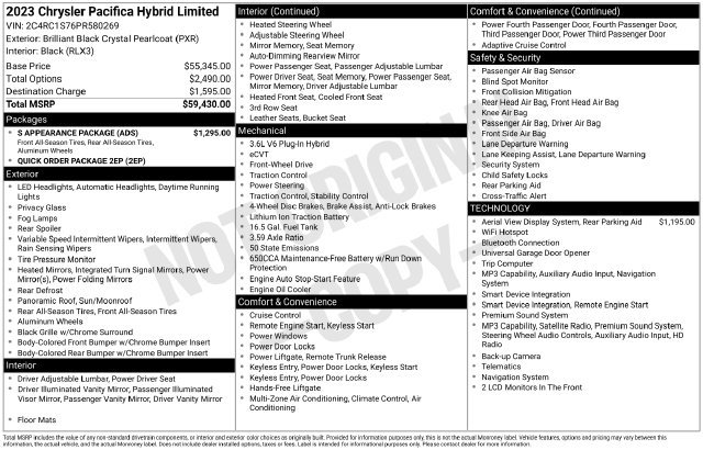 Used 2023 Chrysler Pacifica Limited w/ S Appearance Package FWD image 32