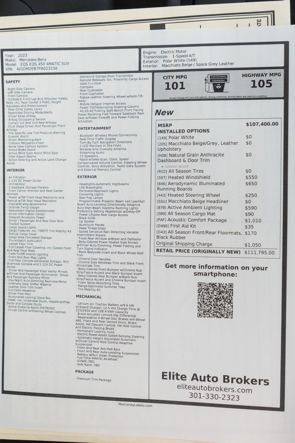 Used 2023 Mercedes-Benz EQS 450+ 4MATIC SUV w/ Acoustic Comfort Package image 53