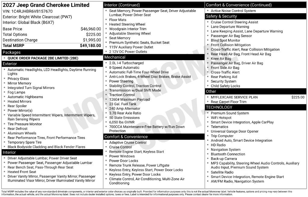New 2027 Jeep Grand Cherokee Limited AWD/4WD image 29
