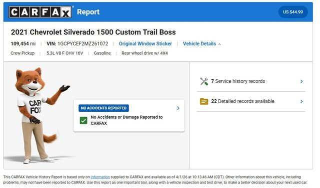 Used 2021 Chevrolet Silverado 1500 Custom Trail Boss image 5