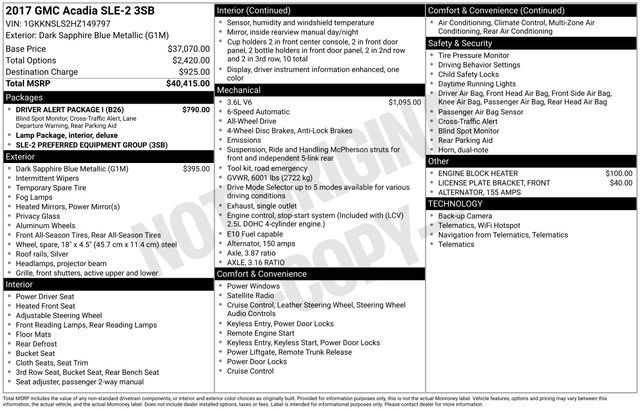 Used 2017 GMC Acadia SLE w/ Driver Alert Package I image 41