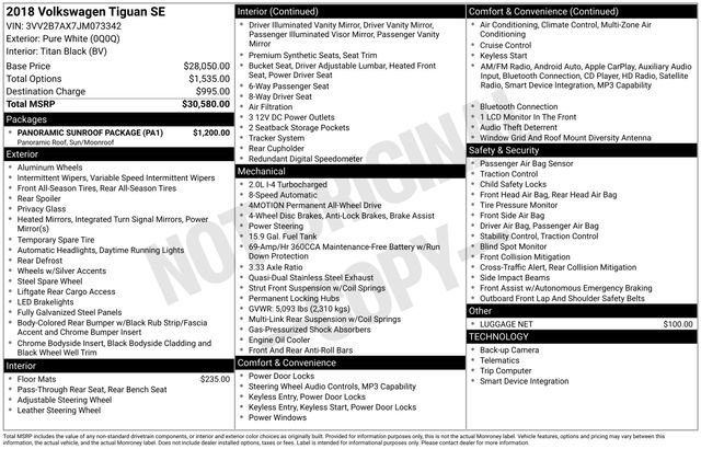 Used 2018 Volkswagen Tiguan SE w/ Panoramic Sunroof Package image 6