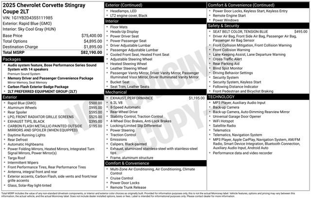 Used 2025 Chevrolet Corvette Stingray Preferred Cpe w/ 2LT RWD image 3