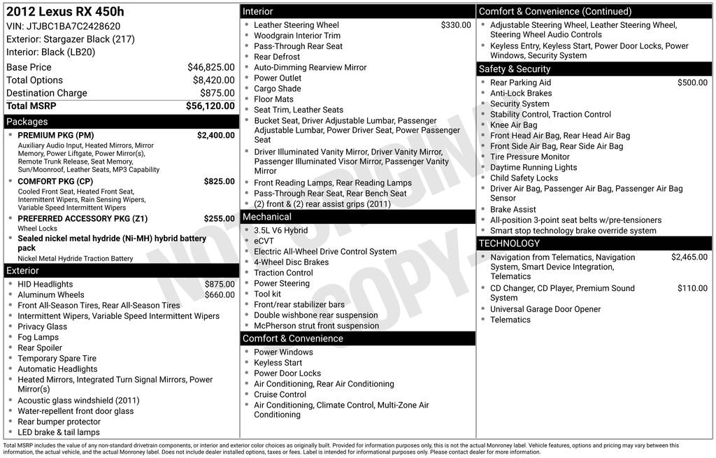 Used 2012 Lexus RX 450h AWD w/ Premium Pkg image 3