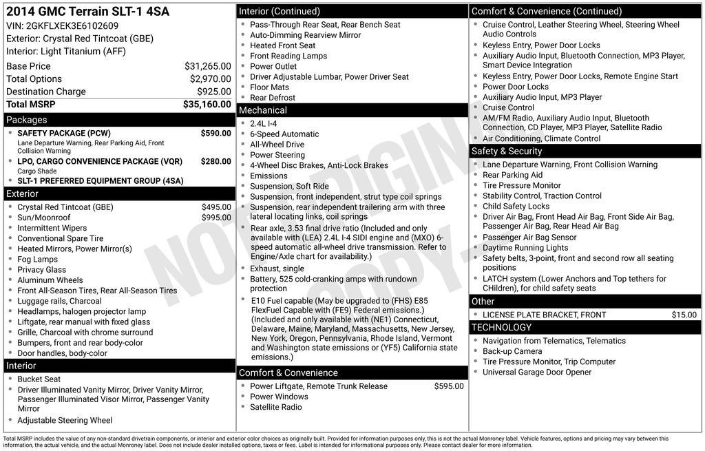 Used 2014 GMC Terrain SLT w/ Safety Package image 2