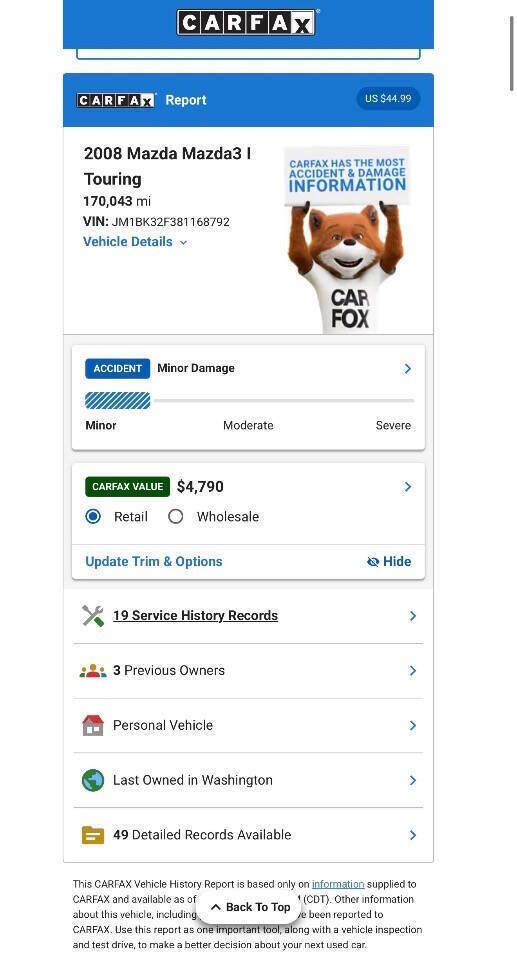 Used 2008 MAZDA MAZDA3 i Touring Value FWD image 4