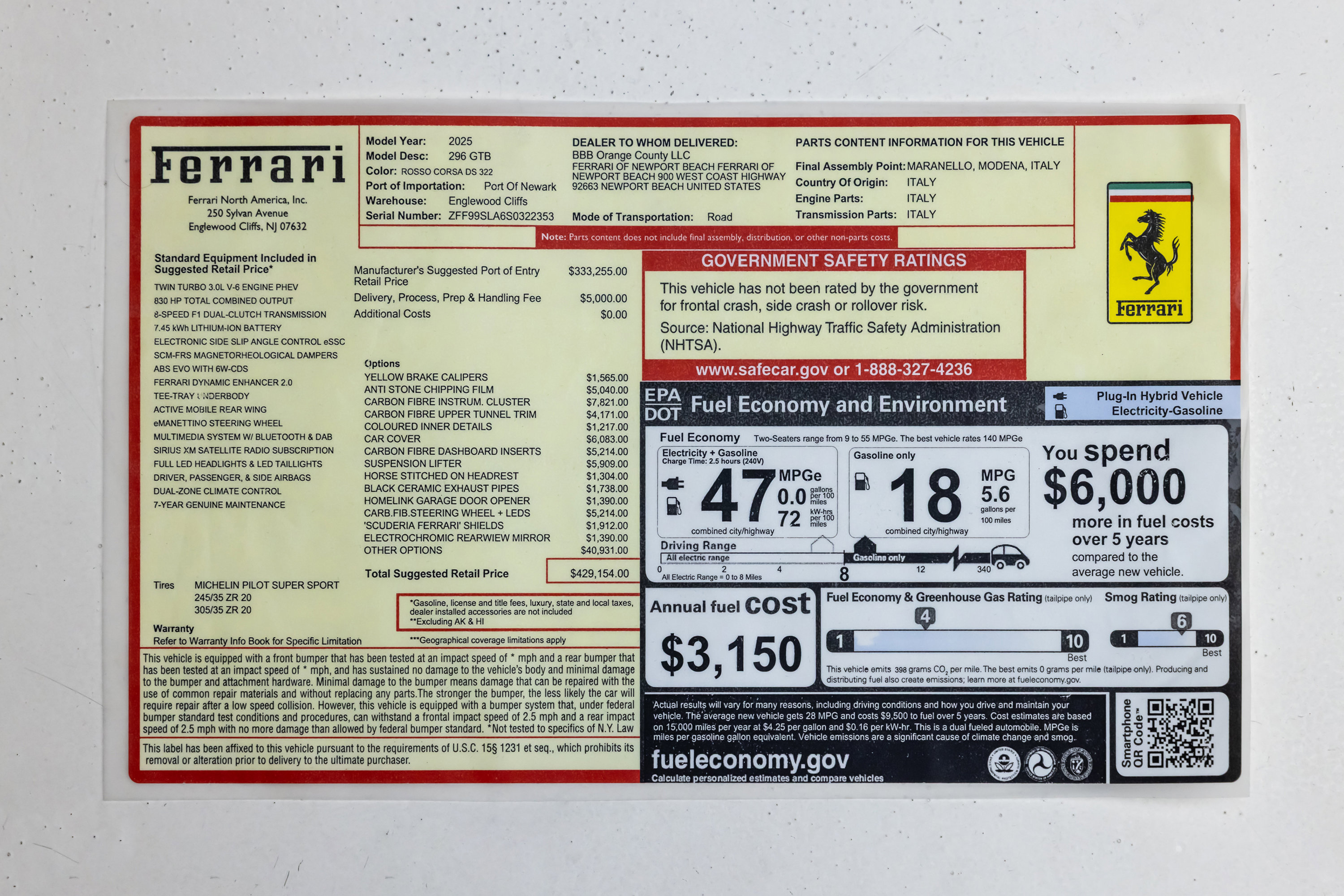 Certified 2025 Ferrari 296 GTB image 39