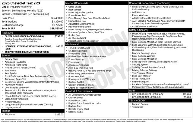 Used 2026 Chevrolet Trax RS w/ Driver Confidence Package FWD image 5