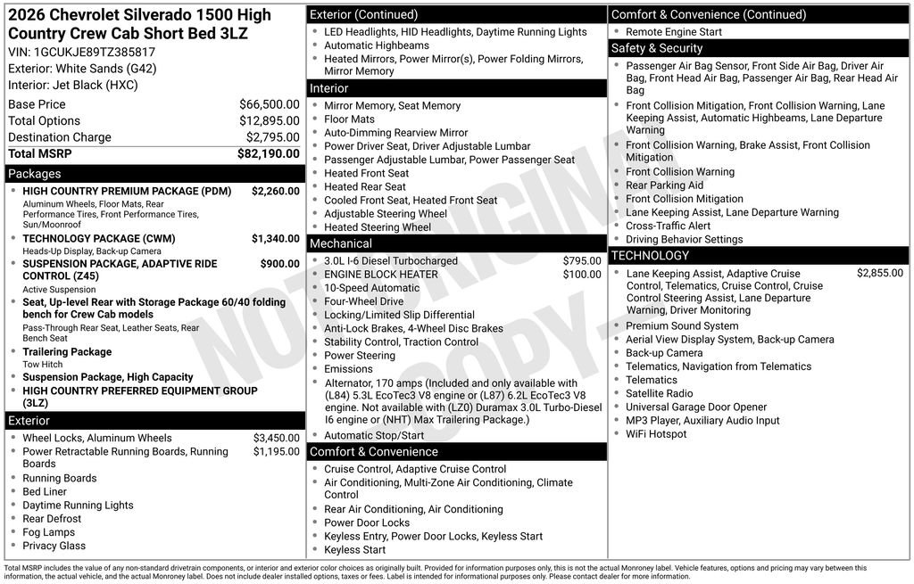 New 2026 Chevrolet Silverado 1500 High Country w/ High Country Premium Package AWD/4WD image 26