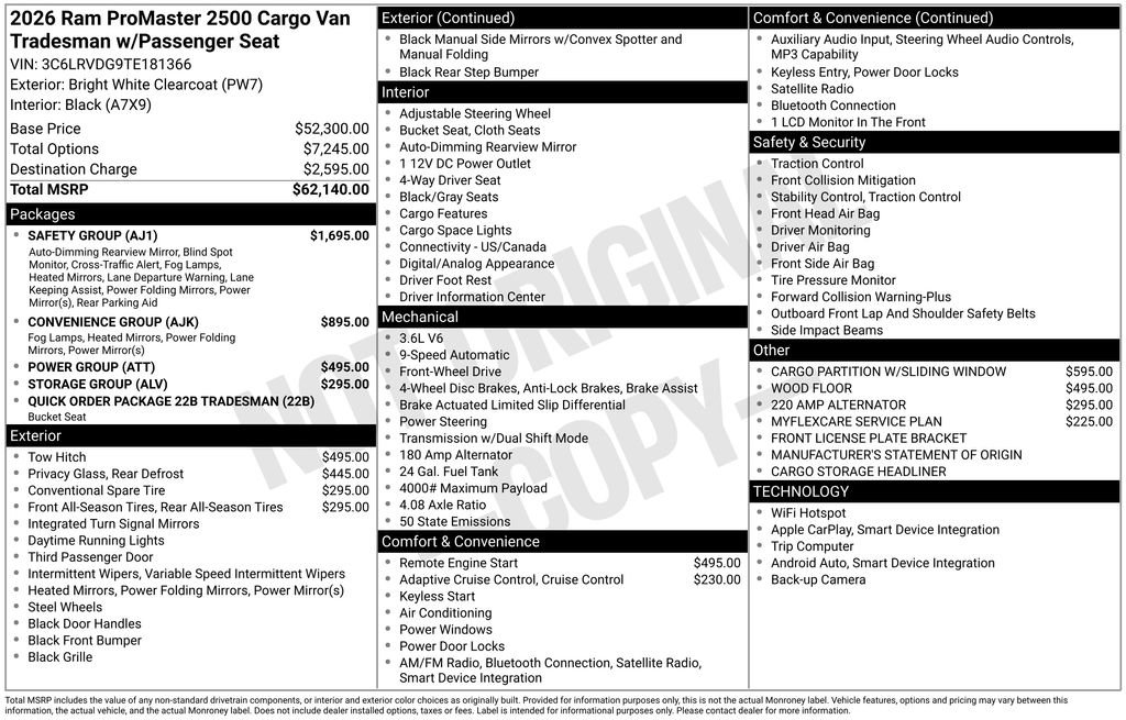 New 2026 RAM ProMaster 2500 w/ Safety Group FWD image 5