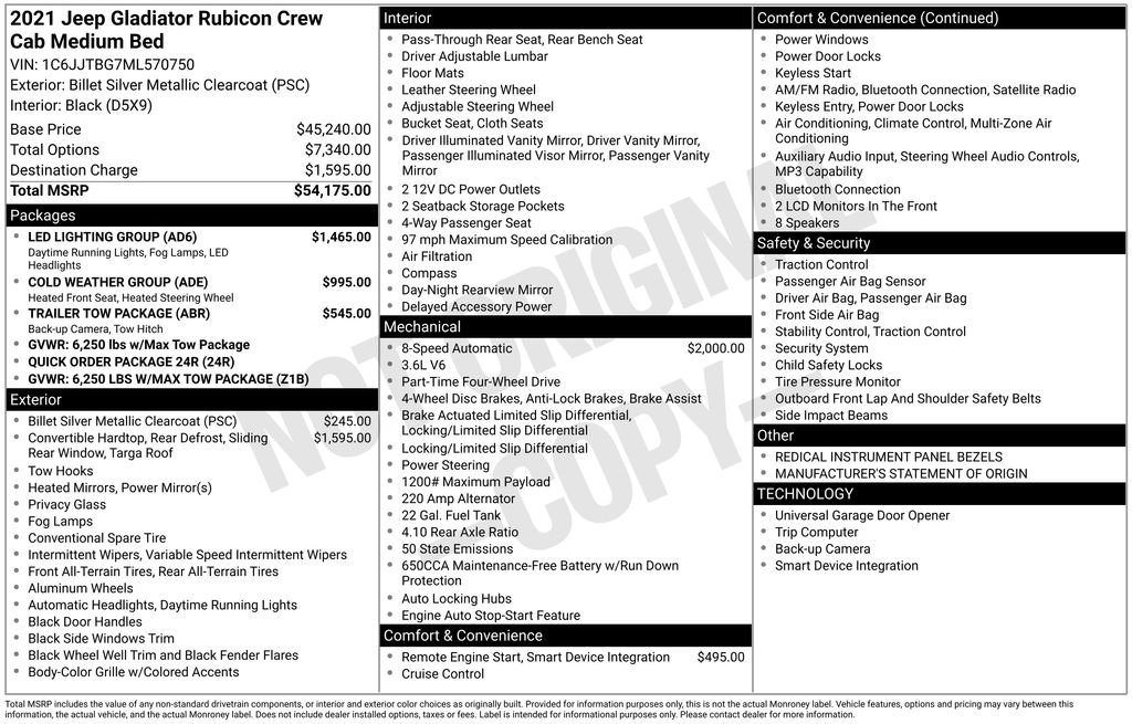 Used 2021 Jeep Gladiator Rubicon w/ LED Lighting Group AWD/4WD image 42