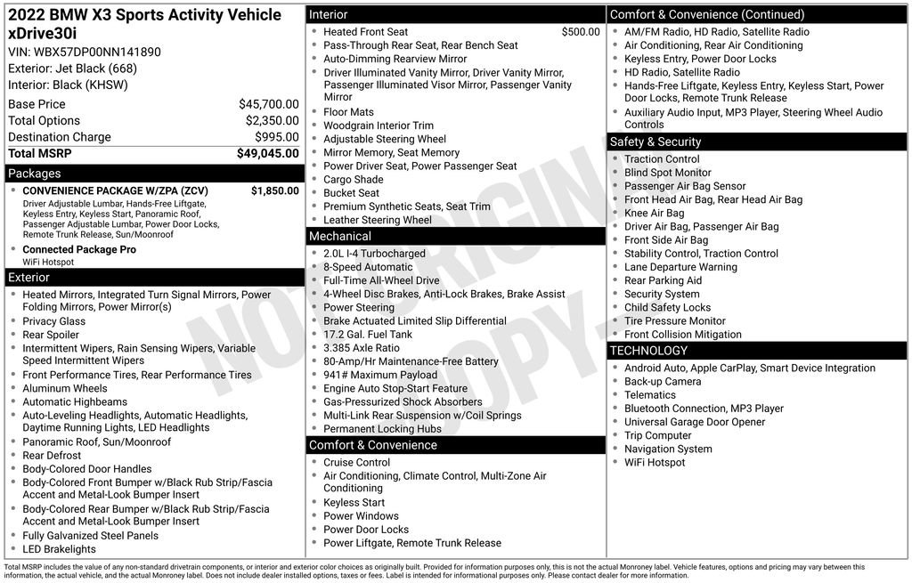 Used 2022 BMW X3 xDrive30i w/ Convenience Package w/ZPA image 40