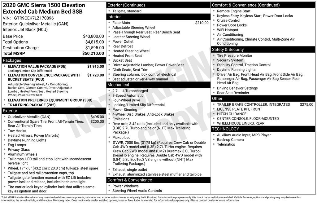 Used 2020 GMC Sierra 1500 Elevation w/ Elevation Value Package AWD/4WD image 9