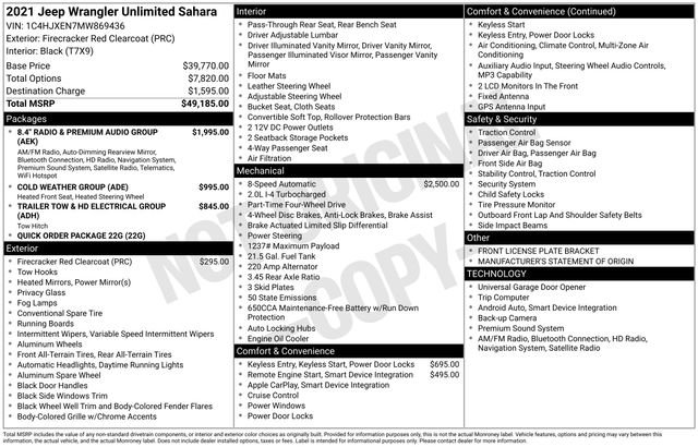 Used 2021 Jeep Wrangler Unlimited Sahara image 47