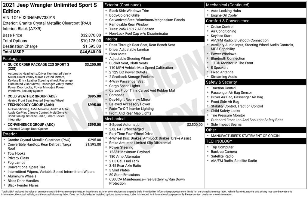 Used 2021 Jeep Wrangler Unlimited Sport image 32