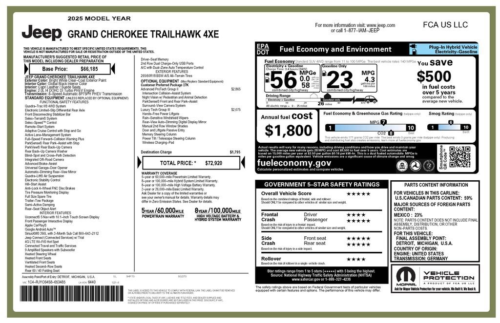 Used 2025 Jeep Grand Cherokee Trailhawk w/ Advanced Protech Group II AWD/4WD image 3