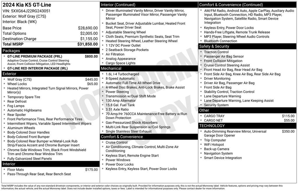 Certified 2024 Kia K5 GT-Line w/ GT-Line Premium Package AWD/4WD image 10