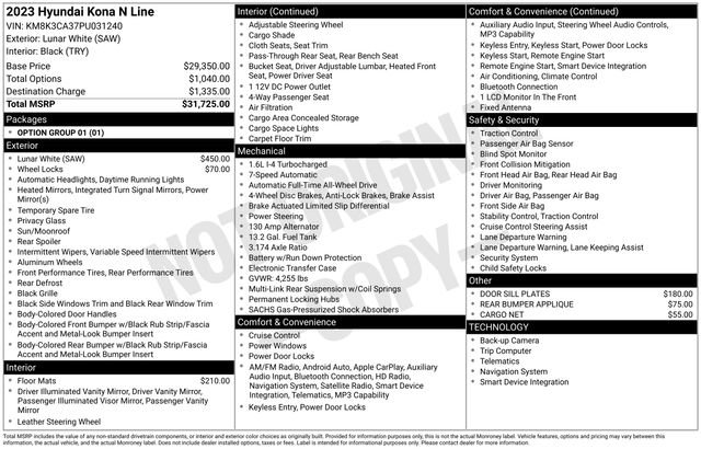 Certified 2023 Hyundai Kona N Line AWD/4WD image 14