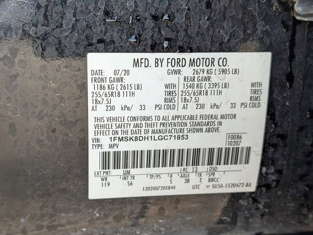 Used 2020 Ford Explorer XLT w/ Equipment Group 202A AWD/4WD image 30