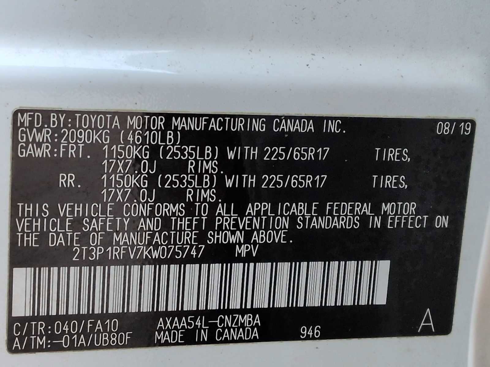 Used 2019 Toyota RAV4 XLE w/ All Weather Liner Package image 30