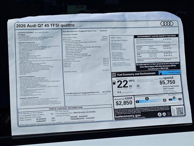 New 2026 Audi Q7 2.0T Premium AWD/4WD image 17