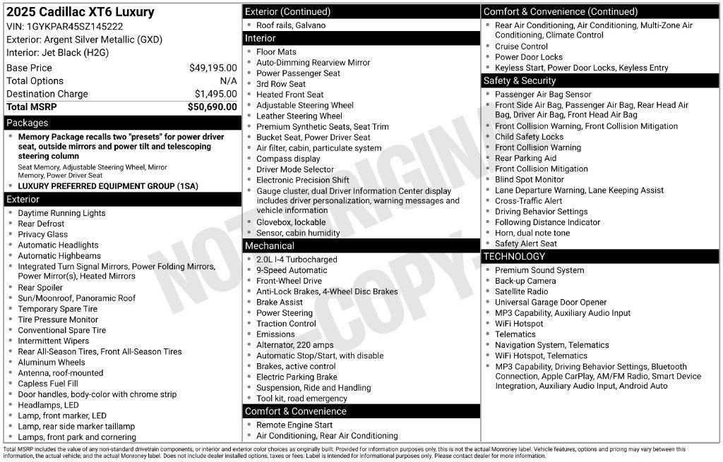 Certified 2025 Cadillac XT6 Luxury FWD image 37