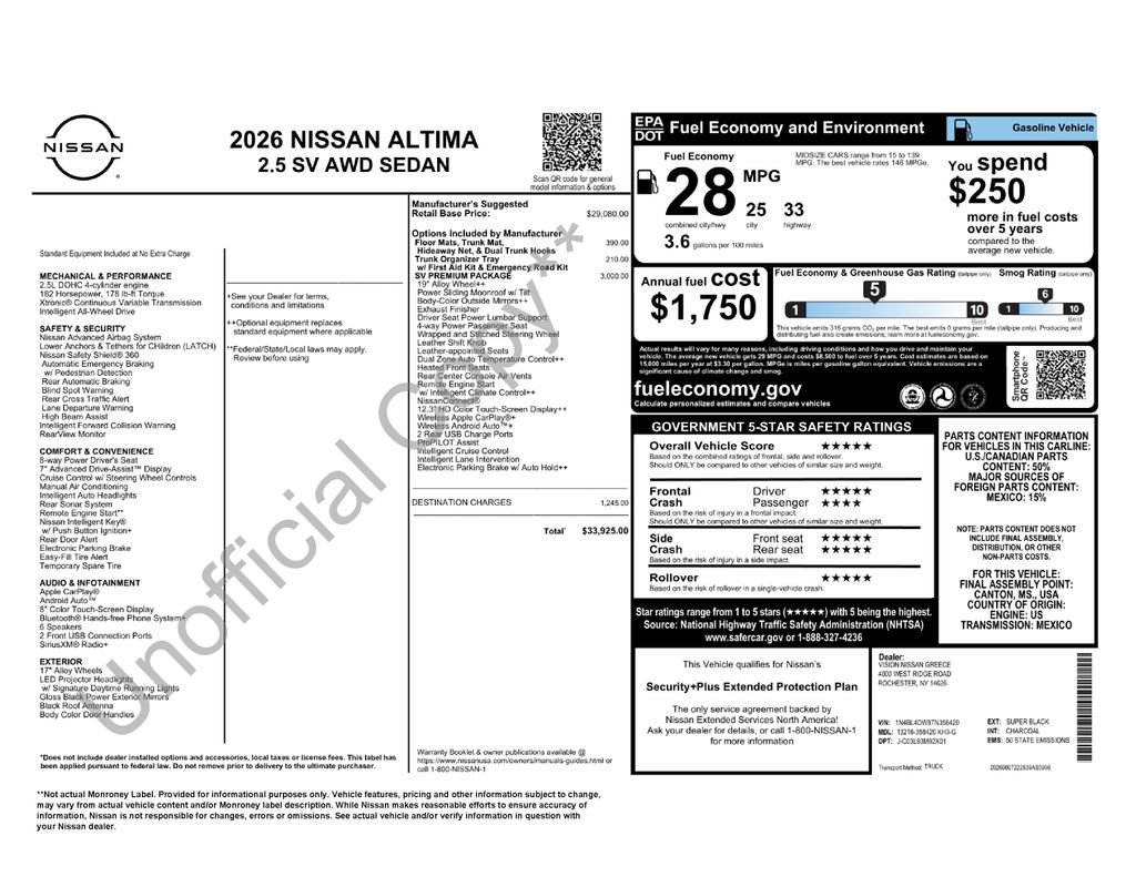 New 2026 Nissan Altima 2.5 SV w/ SV Premium Package AWD/4WD image 6