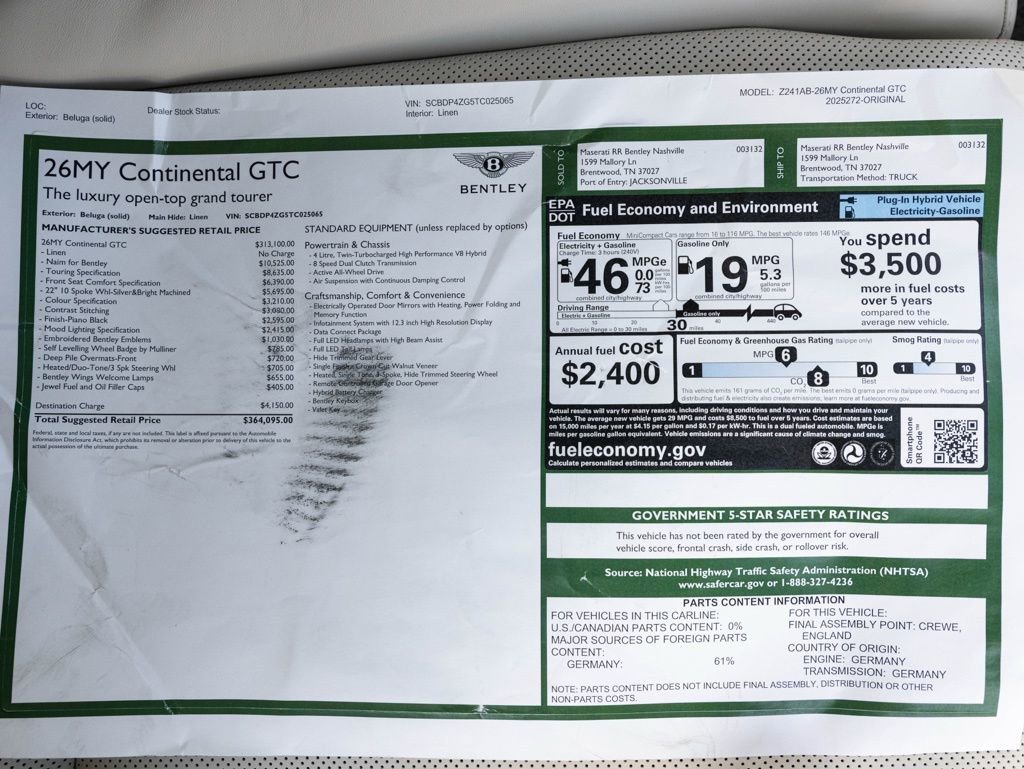 New 2026 Bentley Continental GTC AWD/4WD image 64