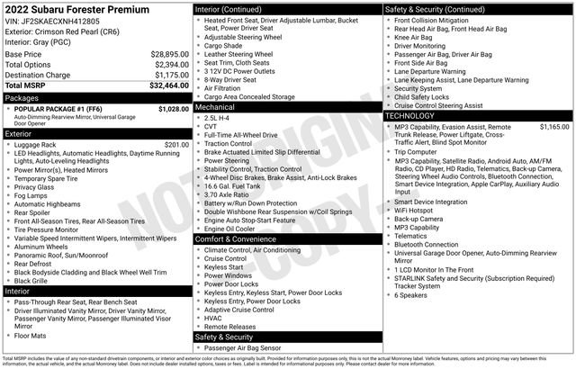 Used 2022 Subaru Forester Premium w/ Popular Package #1 AWD/4WD image 32