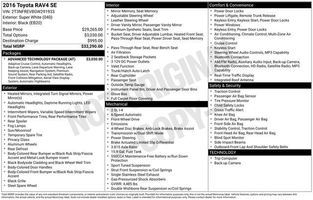 Used 2016 Toyota RAV4 SE w/ Advanced Technology Package FWD image 2
