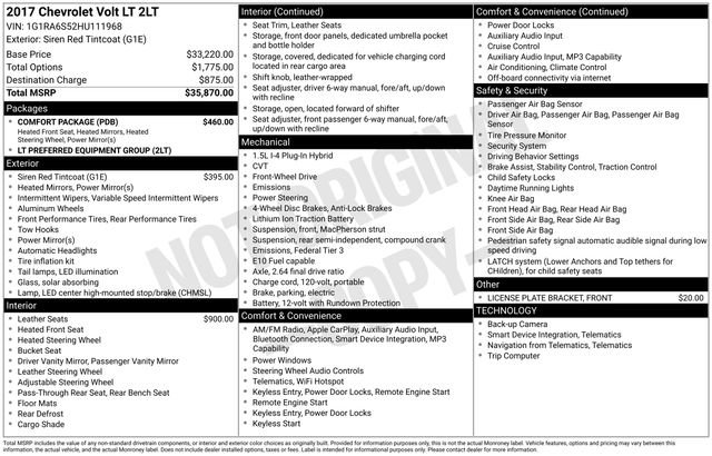 Used 2017 Chevrolet Volt LT w/ Comfort Package FWD image 10