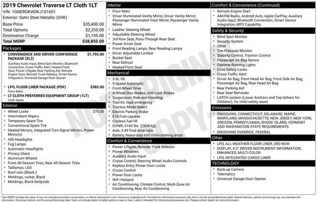 Used 2019 Chevrolet Traverse LT image 7