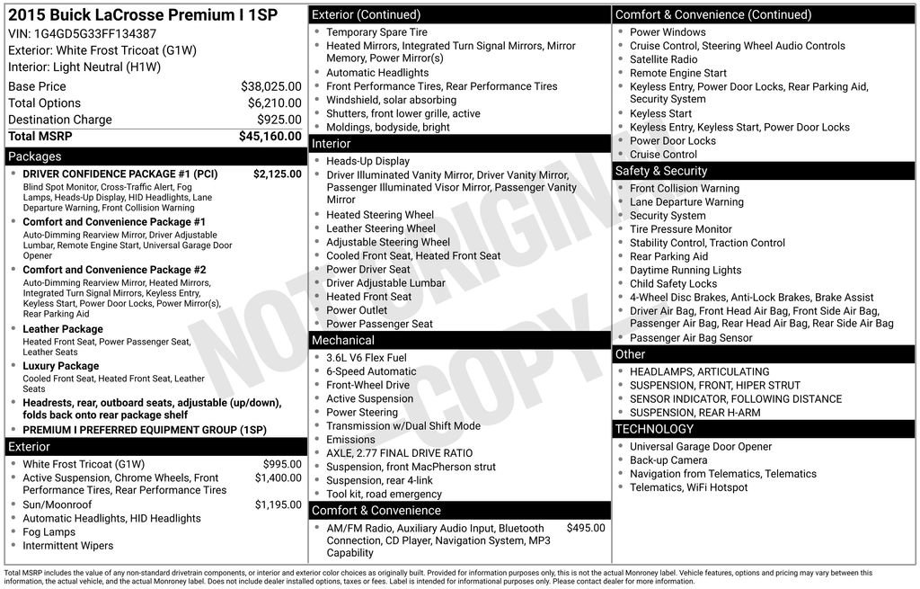 Used 2015 Buick LaCrosse Premium w/ Driver Confidence Package #1 FWD image 5