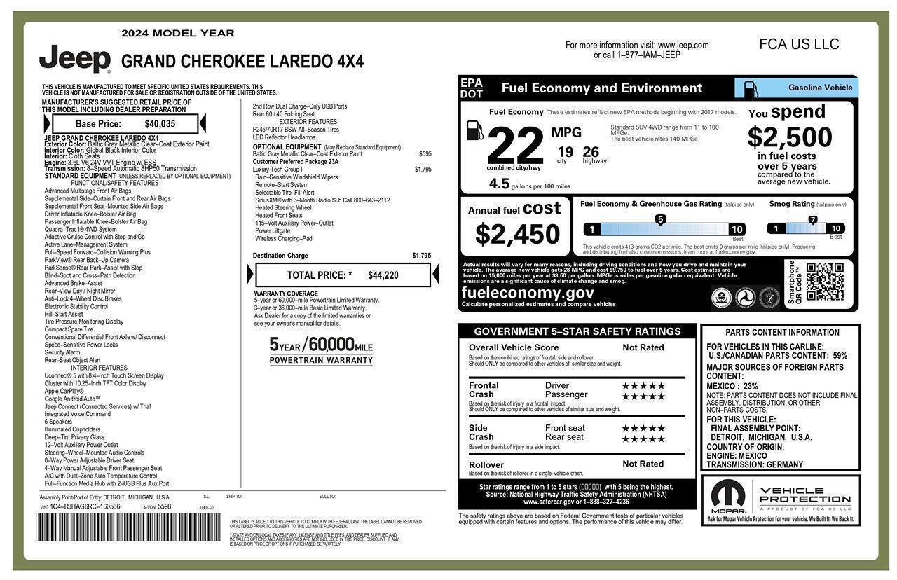 Used 2024 Jeep Grand Cherokee Laredo w/ Luxury Tech Group I AWD/4WD image 2