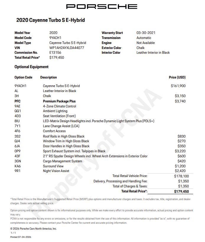 Certified 2020 Porsche Cayenne Turbo S AWD/4WD image 6