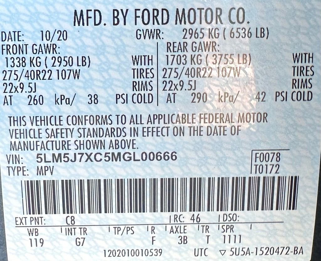 Used 2021 Lincoln Aviator Reserve w/ Equipment Group 202A image 43