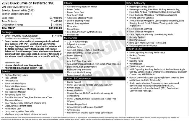 Certified 2023 Buick Envision Preferred w/ Sport Touring Package AWD/4WD image 21