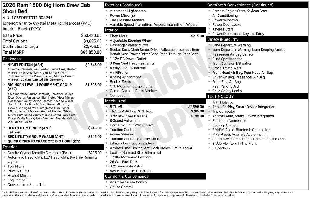 New 2026 RAM 1500 Big Horn w/ Night Edition AWD/4WD image 5
