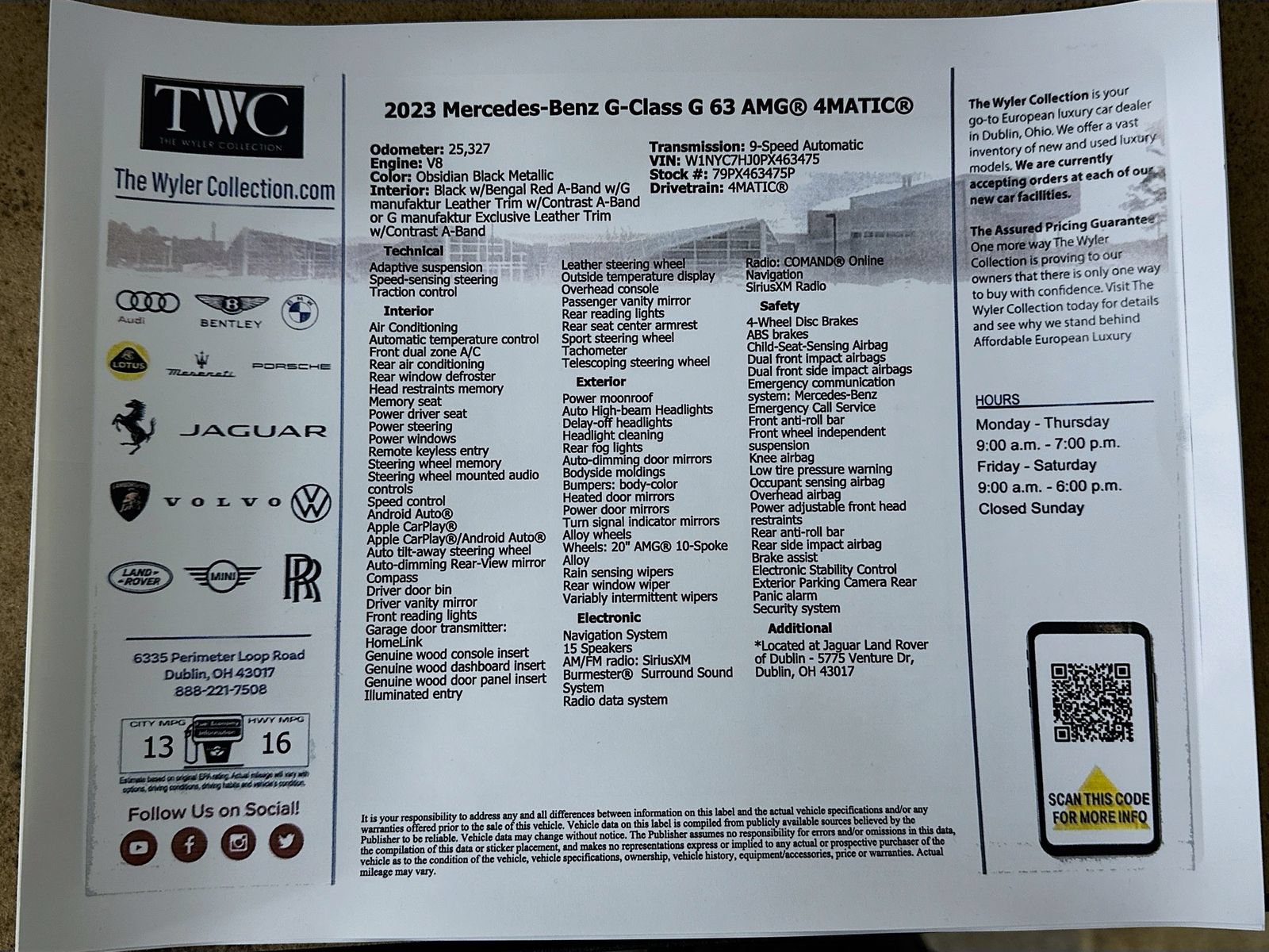 Used 2023 Mercedes-Benz G 63 AMG 4MATIC w/ G Manufaktur Interior Package image 48