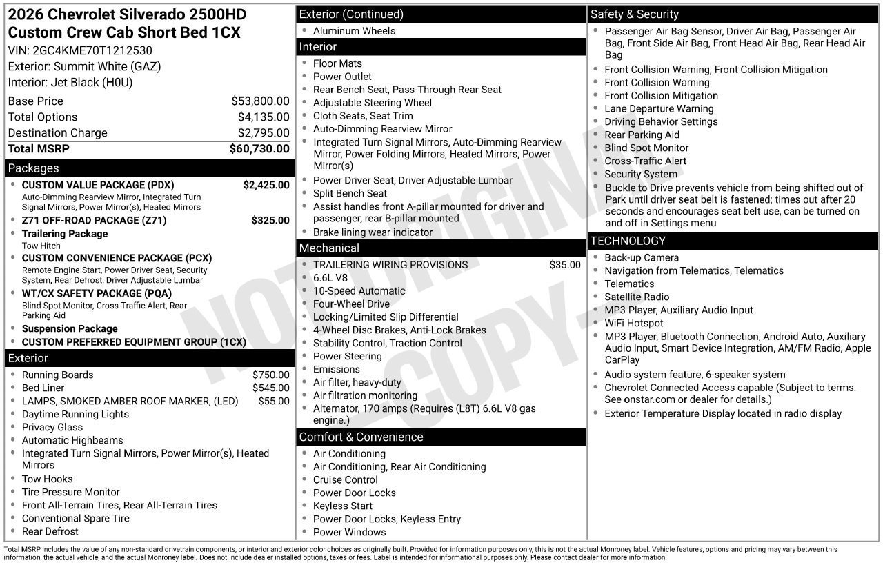 New 2026 Chevrolet Silverado 2500 Custom w/ Custom Value Package AWD/4WD image 4