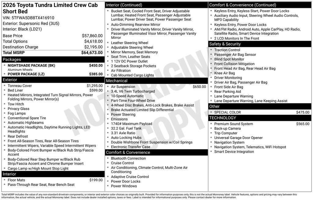 New 2026 Toyota Tundra Limited w/ Nightshade Package AWD/4WD image 7