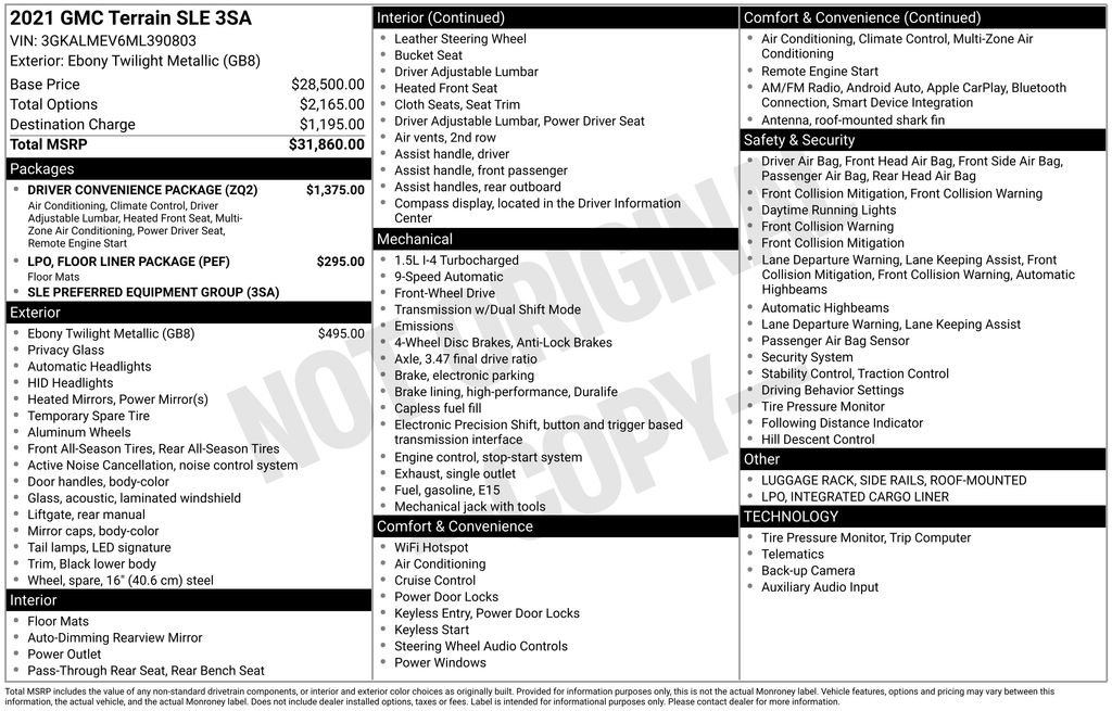 Used 2021 GMC Terrain SLE w/ Driver Convenience Package image 47