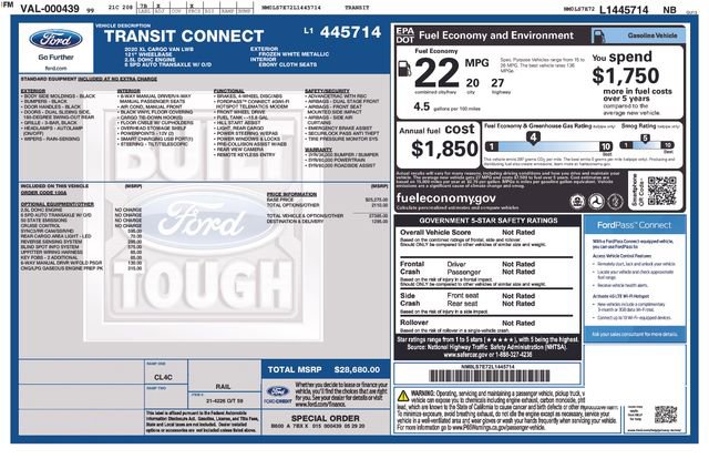 Used 2020 Ford Transit Connect XL w/ CNG/LPG Engine Prep Package image 25