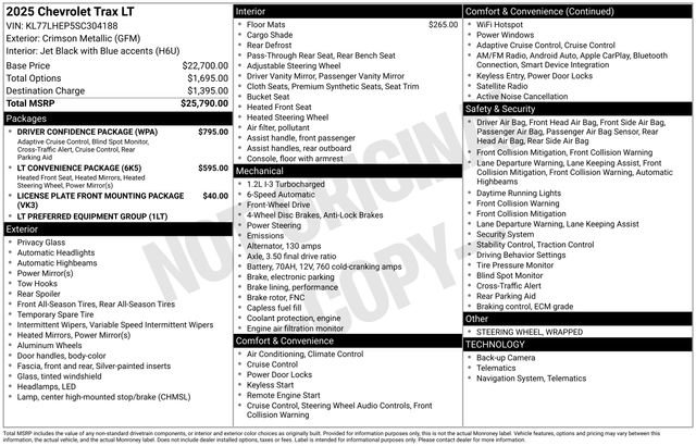 Certified 2025 Chevrolet Trax LT w/ Driver Confidence Package FWD image 16