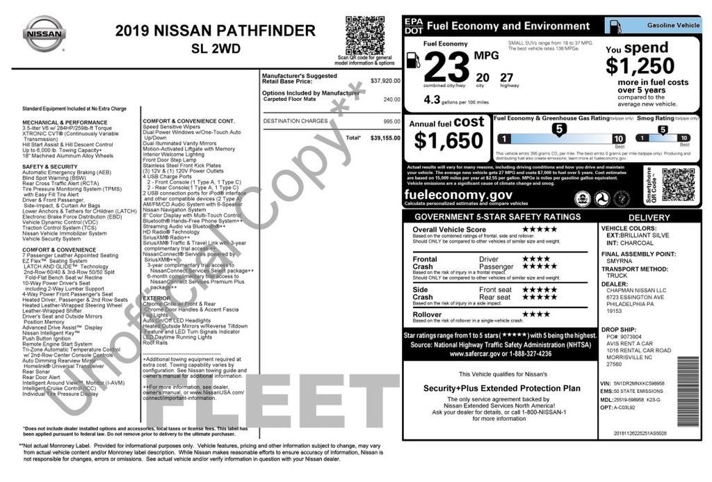 Used 2019 Nissan Pathfinder SL FWD image 3
